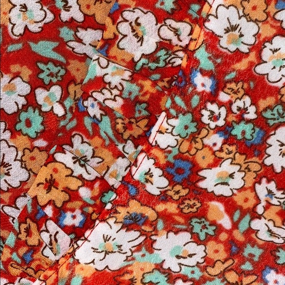 Forever 21 Orange Puff Sleeve Floral Dress - Picture 4 of 9